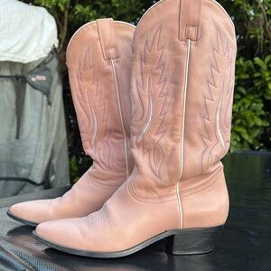 Pink Leather Western Boots